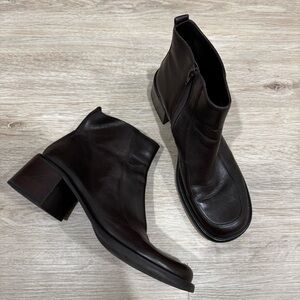 Vtg Diba USA Women’s 90s Y2K Block Heel Square Toe Chunky Ankle Boots Grunge 11